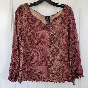 NWOT INC Pink and Brown Lace Top